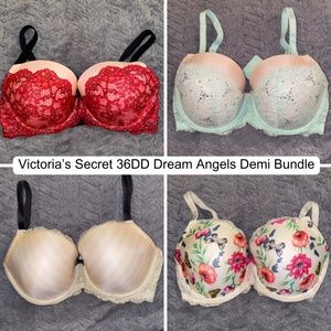 36DD Victoria’s Secret Dream Angels Lined Demi Bra Bundle of 4 Designs & Colors